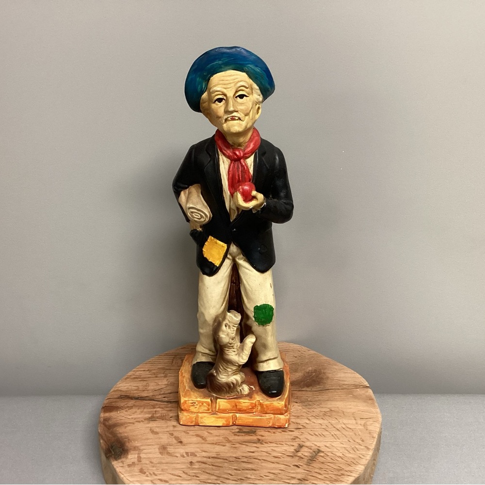 Vintage - Made In Japan - Huge Ceramic Crafted Old Man & Dog Sculpture - Rare